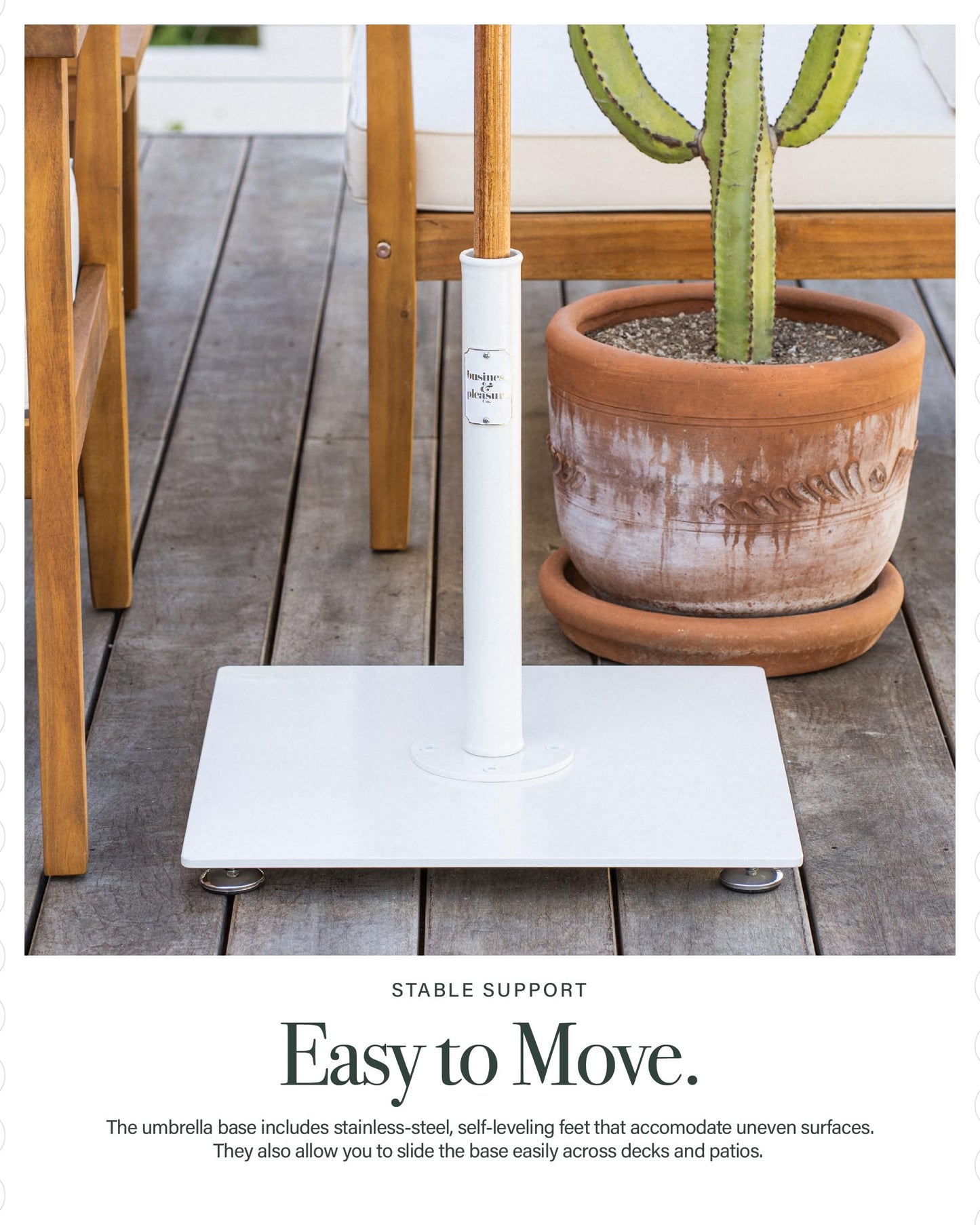 Business & Pleasure Co. Classic White Umbrella Base - Perfect for The Patio Table or Pool - Heavy Outdoor Square Metal Stand - Fits Beach, Market, & Patio Umbrellas - 55 lbs