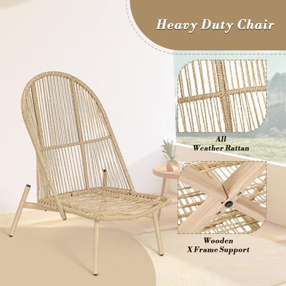 Athena Collection Patio Wicker Egg Chair with Folding Canopy, All-Weather Rattan Patio Lounge Chair with Sun Shade, Balcony Furniture Outside Seating for Front Porch, Garden, Poolside, Outdoor, Beige
