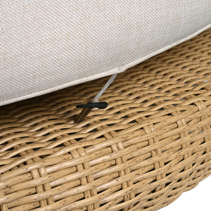 Scott Living Jennie Outdoor Round Wicker Daybed with Water-Resistant Beige Cushions and Pillows, Garden Daybed Sofa, PE Rattan Patio Lounger for Garden, Poolside, Natural+Beige
