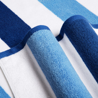 Bornbay Cotton Oversized Beach Towel - Extra Large 40"X70" Plush Thick Pool Towel, XL Fluffy Blue Beach Towels Stripe Swimming Towel for Adults Mens Women (White Navy Blue)