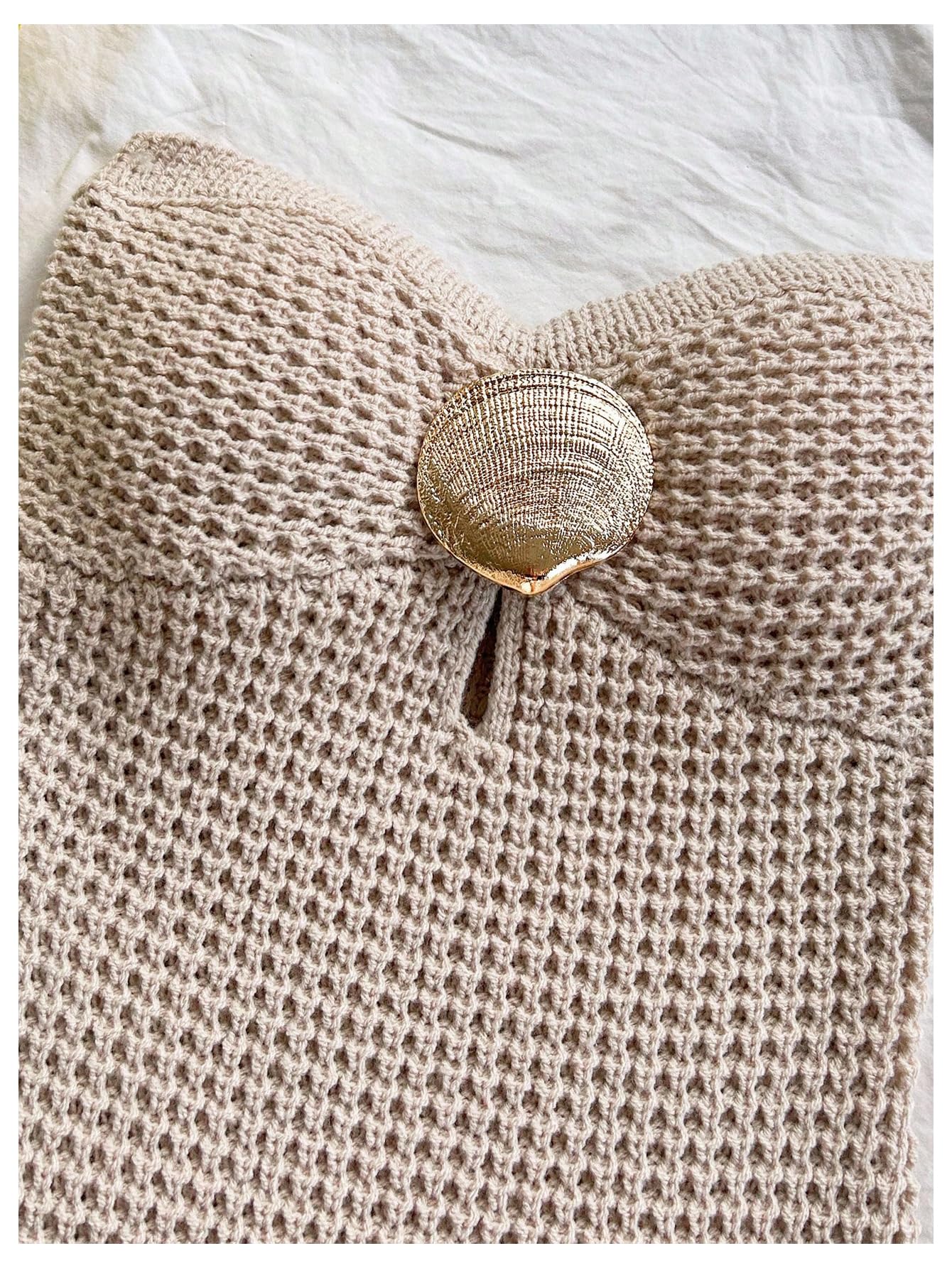 SweatyRocks Women's Boho Summer Vacation Strapless Crochet FringeTube Top Mini Dress Apricot Small