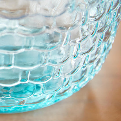 Deco 79 Recycled Glass Decorative Vase Spanish Bottle Centerpiece Vase with Bubble Texture, Flower Vase for Home Decoration 10" x 10" x 17", Blue