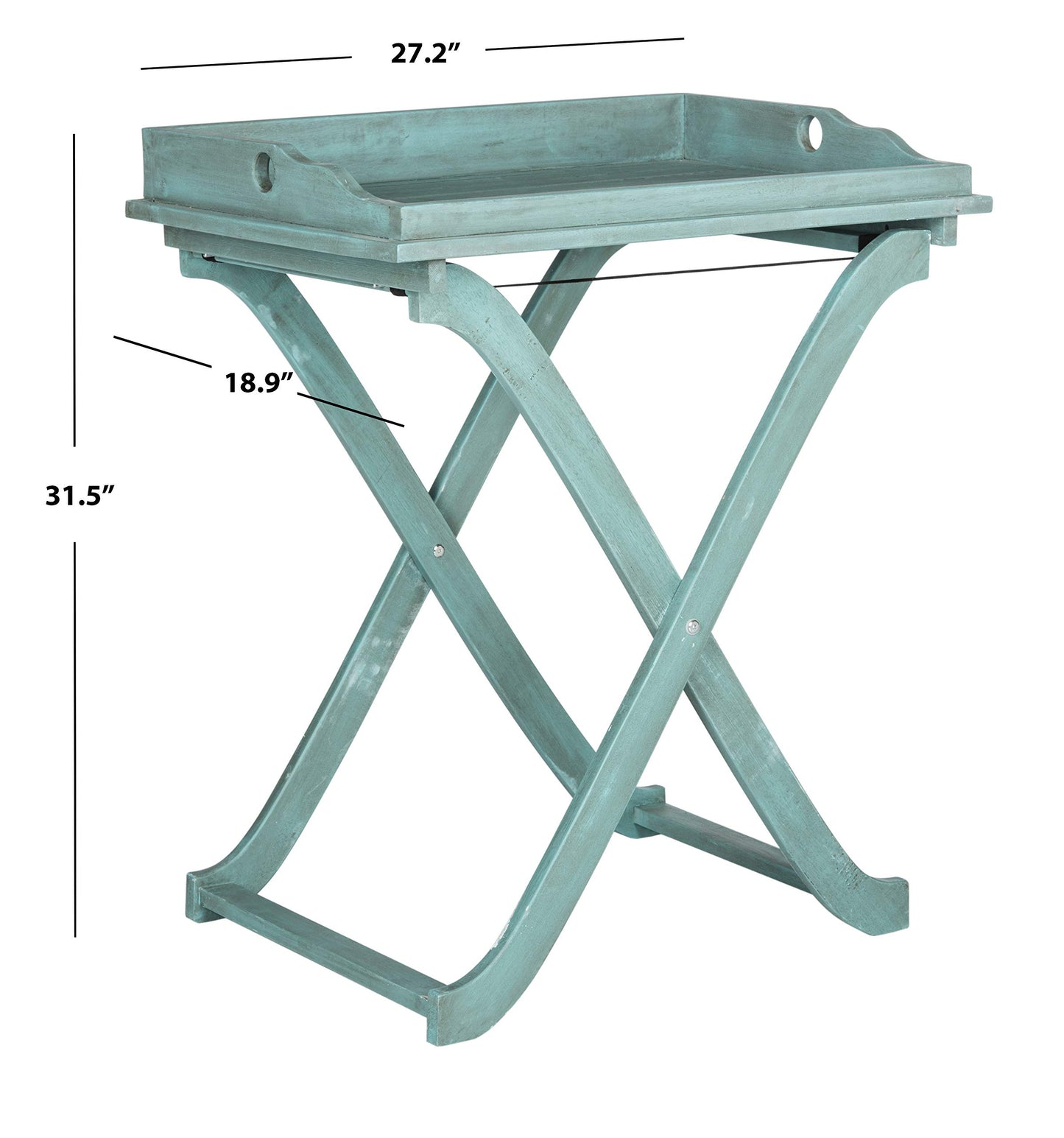 Safavieh Outdoor Collection Covina Beach House Blue Tray Table