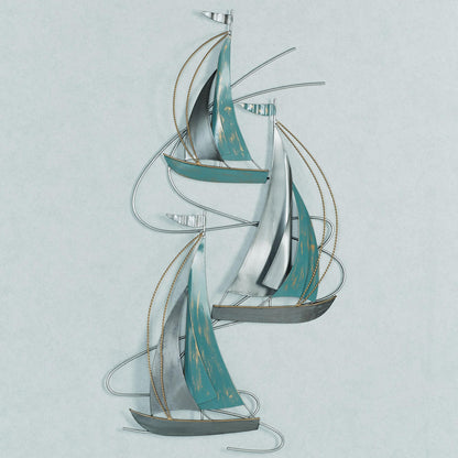 Touch of Class Afternoon Regatta Sailboat Vertical Metal Wall Art