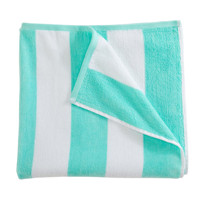 100% Cotton Velour Cabana Stripe Beach Towel Set 30" x 60" - Ultra Soft, Plush, & Highly Absorbent Towels for Pool, Beach, & Swimming. Marina Collection (4-Pack, Sea Green)