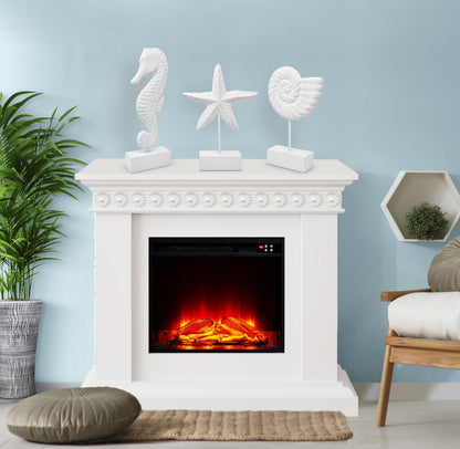 Gift Boutique 3Pcs Beach Nautical Style Figurines Wooden Tabletop Decor - Seahorse, Starfish & Conch Statue on Stands for Home, Beach House, Ocean Coastal Decorations
