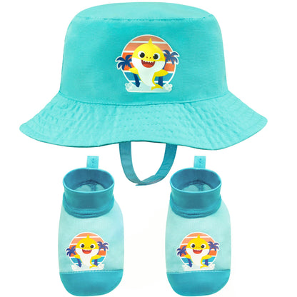 Nickelodeon Baby Shark Aqua Bucket Swim Hat and Booties Set, Sun Protection UPF 50+ - Age 0-12 Months