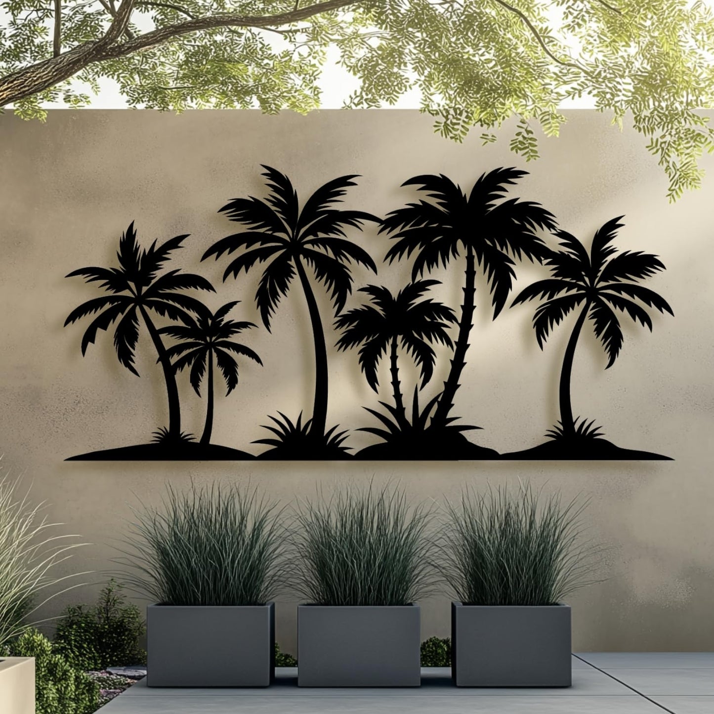 Metal Palm Tree Wall Decor,Metal Palm Tree,Palm Tree Metal Wall Art,Tropical Metal Wall Art,Beach Wall Decor,Coastal Metal Wall Art,Palm Tree Metal Wall Decor (style 1,white,79"L x 38"W/200 x 97cm)