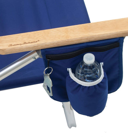 Tommy Bahama 2-Pack 5-Position Classic Lay Flat Backpack Beach Chair with Cooler and Cup Holder, Portable Folding Beach Chair for Tanning, Navy