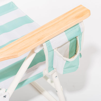 Business & Pleasure Co. Margaritaville Manana Backpack Beach Chair Lay Flat Reclining, Lightweight & Portable, Insulated Cooler Pocket, Last Mango Green Stripe