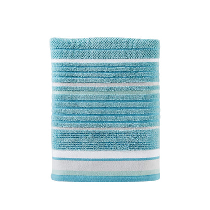 SKL Home Seabrook Stripe 100% Cotton Premium Bath Towel, 550 GSM, Soft & Absorbent Jacquard, Teal