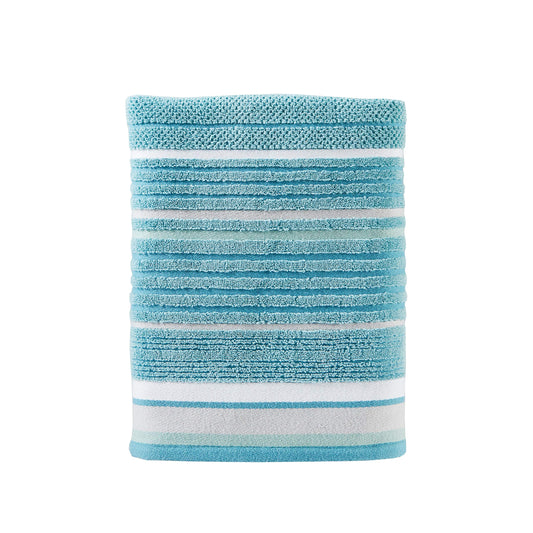 SKL Home Seabrook Stripe 100% Cotton Premium Bath Towel, 550 GSM, Soft & Absorbent Jacquard, Teal