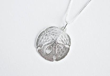 Sand Dollar Necklace or Earrings by Ali C Art, Made in USA Unique Handmade Sterling Silver Ocean Beach Shell Pendant Jewelry, Gift for Her Women Wife Mother Girlfriend Birthday Love Swimwear Beachwear