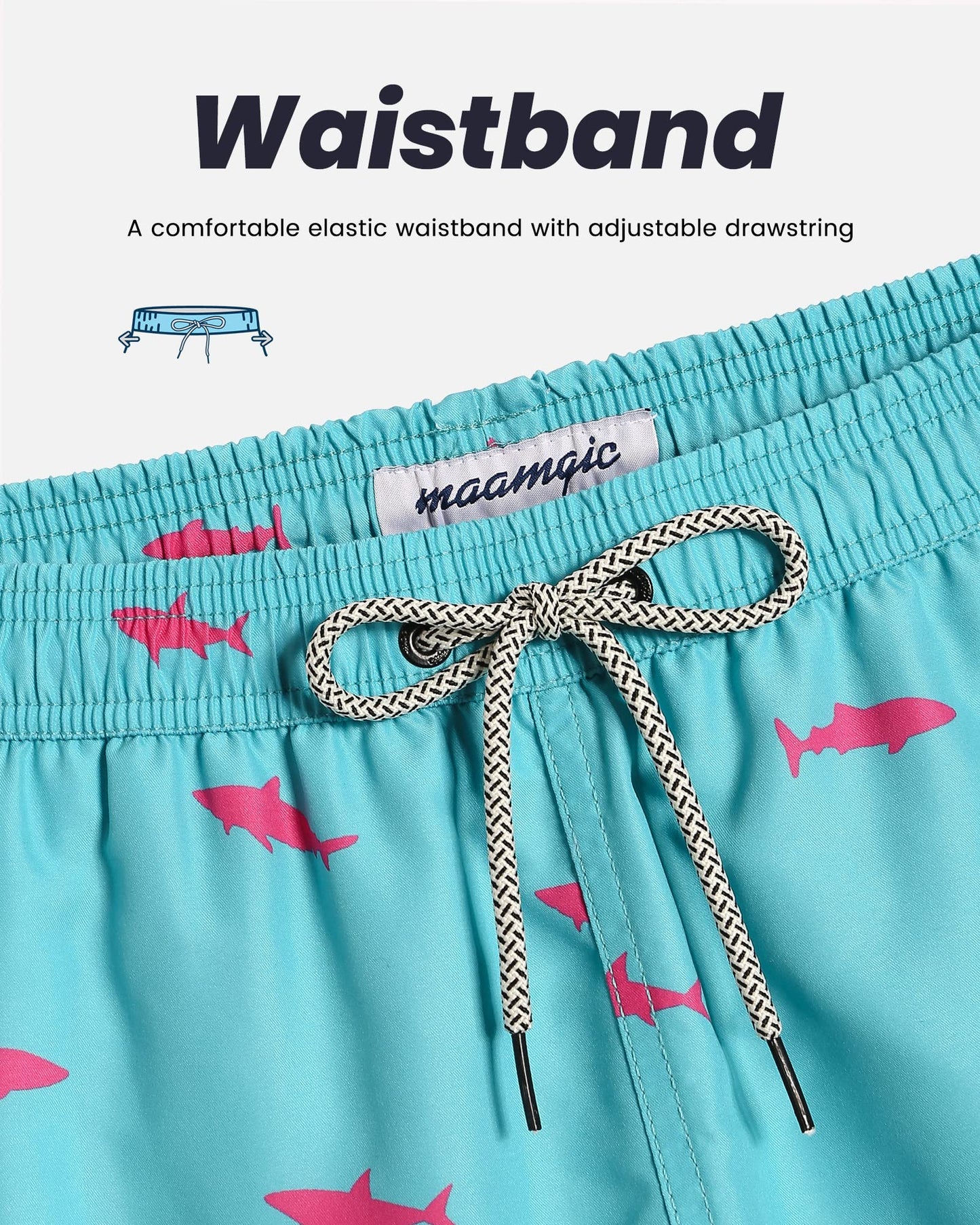 maamgic Mens Swim Trunks Quick Dry Swim Shorts with Mesh Lining Funny Swimwear Bathing Suits 7inch Acid Blue Medium