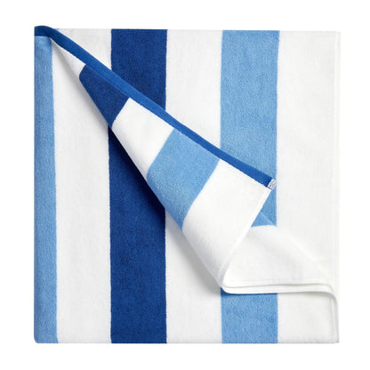 Bornbay Cotton Oversized Beach Towel - Extra Large 40"X70" Plush Thick Pool Towel, XL Fluffy Blue Beach Towels Stripe Swimming Towel for Adults Mens Women (White Navy Blue)