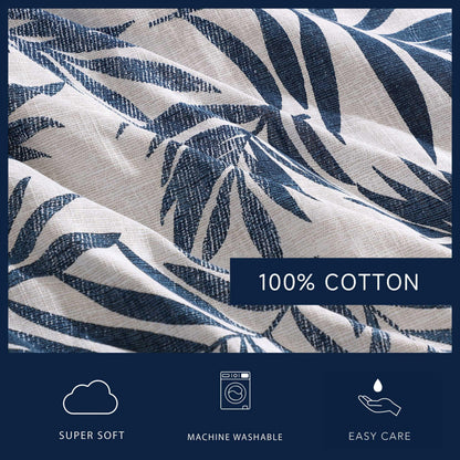 Nautica - King Comforter Set, Reversible Cotton Bedding with Matching Shams, Medium-Weight, Oeko-Tex Certified (Marina Leaf White/Navy)