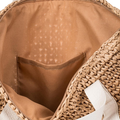 Roxy Women's Beach Tote Bag | Travel | Vacation | Straw | Lightweight | Breathable, Beach Lover - Natural/White