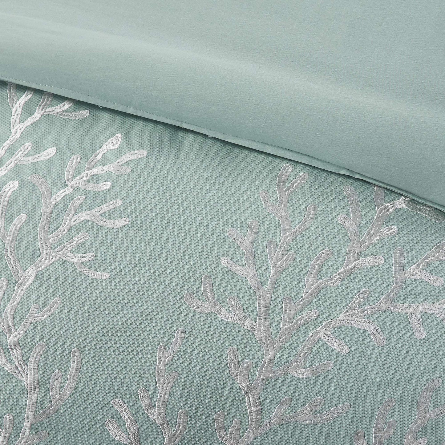 Harbor House Cotton Comforter Set - Coastal Oceanic Sealife Design, All Season Down Alternative Bedding with Matching Shams, Bedskirt, Queen(92"x96"), Coastline, Coral Aqua, 4 Piece