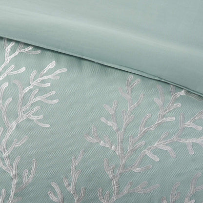 Harbor House Cotton Comforter Set - Coastal Oceanic Sealife Design, All Season Down Alternative Bedding with Matching Shams, Bedskirt, Queen(92"x96"), Coastline, Coral Aqua, 4 Piece