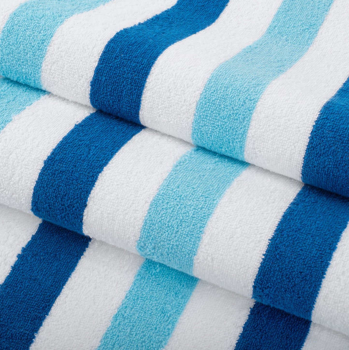Arkwright Cabo Cabana Stripe Beach Towel - Pack of 4 - Large Soft Quick Dry Cotton Terry Towels for Pool, Swim, and Hot Tub, Oversized 30 x 70 in, Tropical Breeze/Skydive Blue