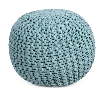 BIRDROCK HOME Round Pouf Ottoman | Cotton Braided Round Foot Stool | Bedroom and Living Room Poof | Sage Green Boho Ottoman | Pouf Foot Rest