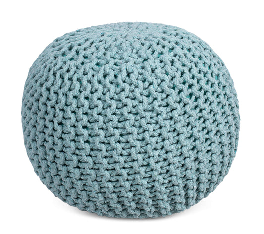 BIRDROCK HOME Round Pouf Ottoman | Cotton Braided Round Foot Stool | Bedroom and Living Room Poof | Sage Green Boho Ottoman | Pouf Foot Rest