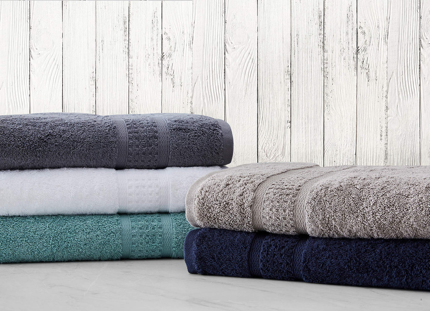 Nautica - Bath Towels, 100% Soft & Absorbent Cotton Towels, Fade Resistant and Zero Twist Construction, Medium Weight Bathroom Towels (Oceane Turquoise, 6 Piece)