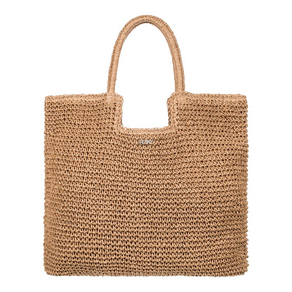 Roxy Women's Beach Tote Bag | Travel | Vacation | Straw | Lightweight | Breathable, Coconut Pie - Natural