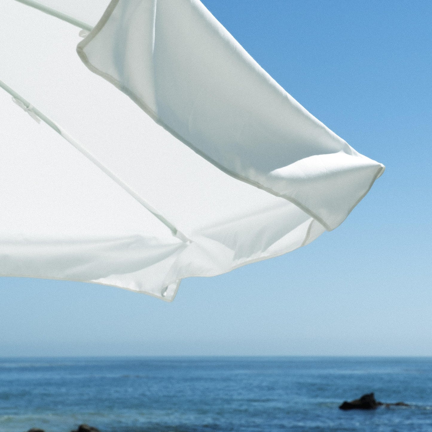 Business & Pleasure Co. Amalfi Umbrella - 7.2' Boho Beach Umbrella - Large & Sturdy Yet Lightweight - UPF 50+ UV-Resistant Canvas, Antique White