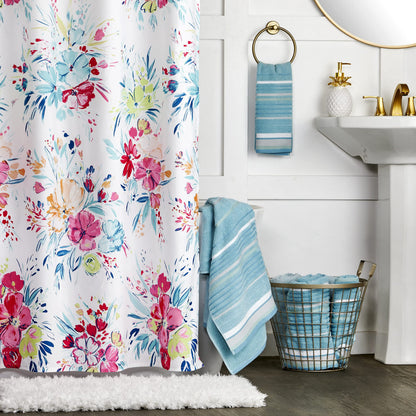 SKL Home Seabrook Stripe 100% Cotton Premium Bath Towel, 550 GSM, Soft & Absorbent Jacquard, Teal