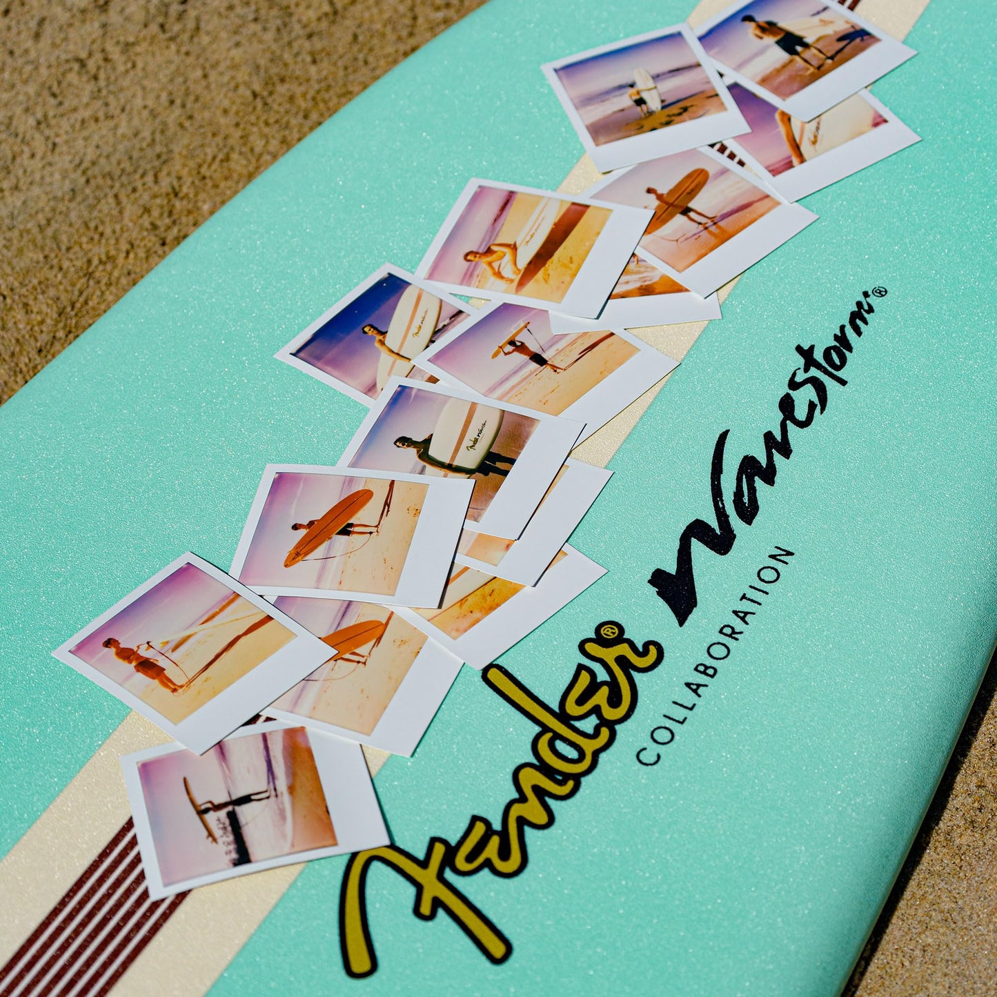 Fender x Wavestorm Collaboration 8ft Surfboard | Graphic top Deck with high Density Slick Bottom | for Kids and Adults | Foam Construction with Accessories | Leg Leash and Fin Set Included