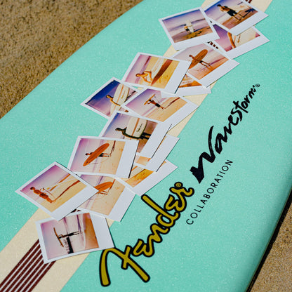 Fender x Wavestorm Collaboration 8ft Surfboard | Graphic top Deck with high Density Slick Bottom | for Kids and Adults | Foam Construction with Accessories | Leg Leash and Fin Set Included