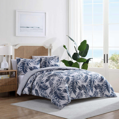 Nautica - King Comforter Set, Reversible Cotton Bedding with Matching Shams, Medium-Weight, Oeko-Tex Certified (Marina Leaf White/Navy)