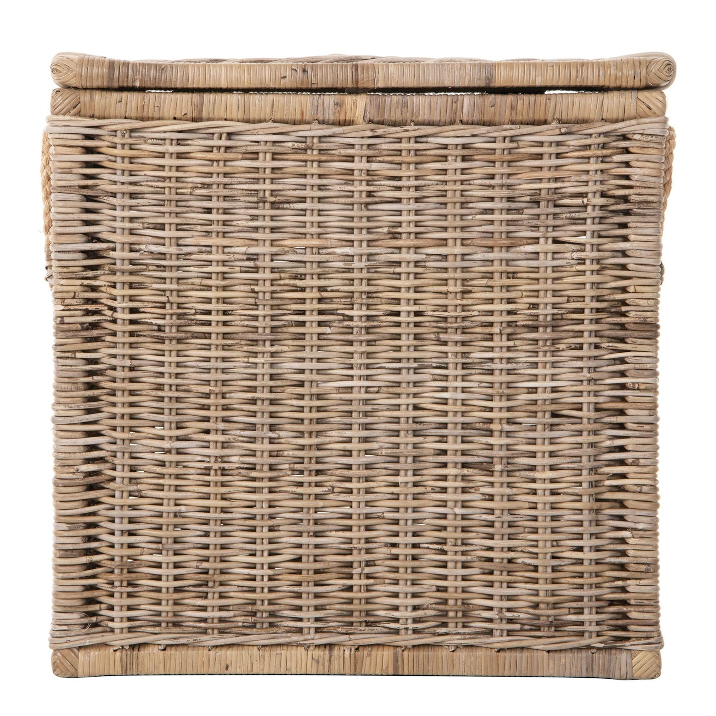 Kouboo Tall Rattan Storage Basket with Handles and Lid Wicker Trunk for Bedroom, Bathroom or any Room Natural Coastal Beach Style Decor 24 in. H x 24 in. W x 16 in. D - from