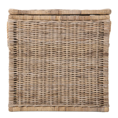Kouboo Tall Rattan Storage Basket with Handles and Lid Wicker Trunk for Bedroom, Bathroom or any Room Natural Coastal Beach Style Decor 24 in. H x 24 in. W x 16 in. D - from