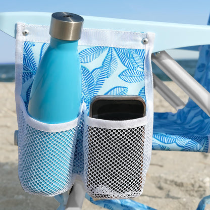 Nautica Beach Chair, Five Position Backpack Chair, Portable & Adjustable with Padded Pillow and Cup Holders and Attached Insulated Cooler Bag