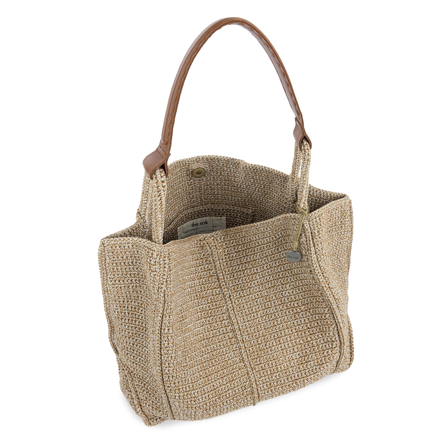The Sak Los Feliz Large Tote Bag - Hand Crochet Handbag With Stylish Design For Everyday - Roomy, Durable, Lined Purse With Shoulder Bag Strap, Zipper Pocket for Tavel, Beach Bag