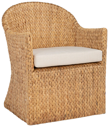 Safavieh Couture Home Collection Solomon Rattan, Natural/Beige Cushion Water Hyacinth Dining Chair (Fully Assembled) CWK2000A, Rattan