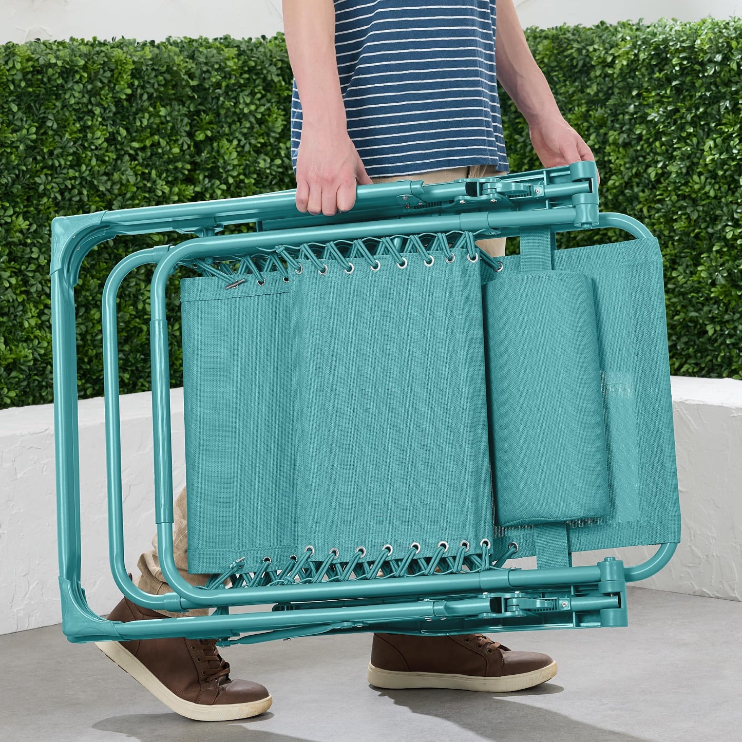 Best Choice Products Adjustable Zero Gravity Chair, Monochromatic Color Folding Patio Recliner w/Side Tray, Headrest - Caribbean