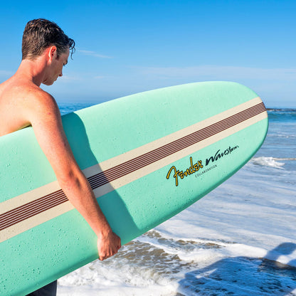 Fender x Wavestorm Collaboration 8ft Surfboard | Graphic top Deck with high Density Slick Bottom | for Kids and Adults | Foam Construction with Accessories | Leg Leash and Fin Set Included