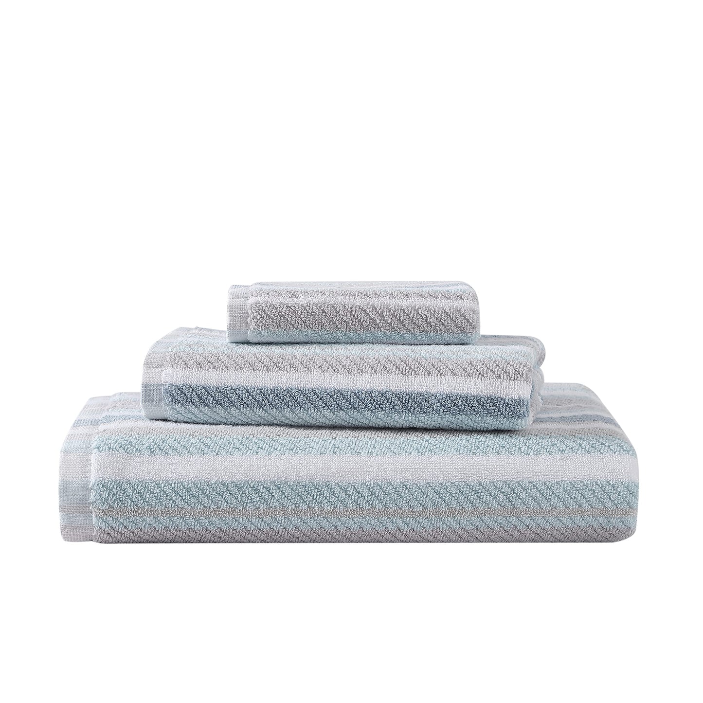 Tommy Bahama - Bath Towels, 100% Soft & Absorbent Yarn-Dyed Cotton with Twill Texture, Low Linting & Fade Resistant, Medium Weight Bathroom Towels (Ocean Bay Tranquil Blue, 3 Piece)