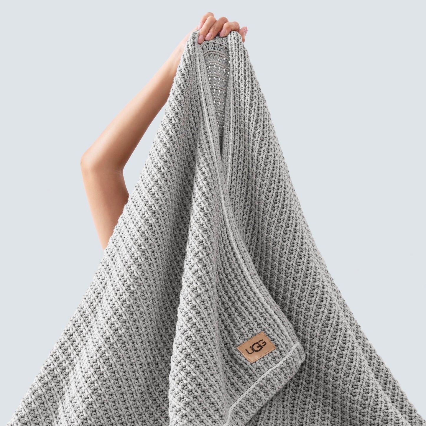 UGG Luna Knit Blanket Throw Cotton Chunky Soft Throw for Couch or Bed Cozy Warm Waffle Giftable Lightweight Blanket for Living Room Bedroom or Dorm Machine Washable, 50-inch x 70-inch, Stone Grey