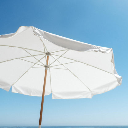 Business & Pleasure Co. Amalfi Umbrella - 7.2' Boho Beach Umbrella - Large & Sturdy Yet Lightweight - UPF 50+ UV-Resistant Canvas, Antique White