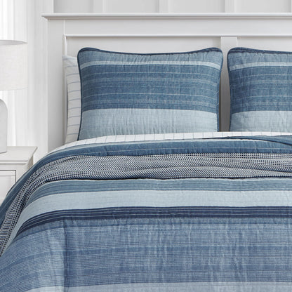 Nautica- Queen Quilt Set, Cotton Reversible Bedding Set, All Season Designer Home Décor (Ridgeport Blue, Queen)