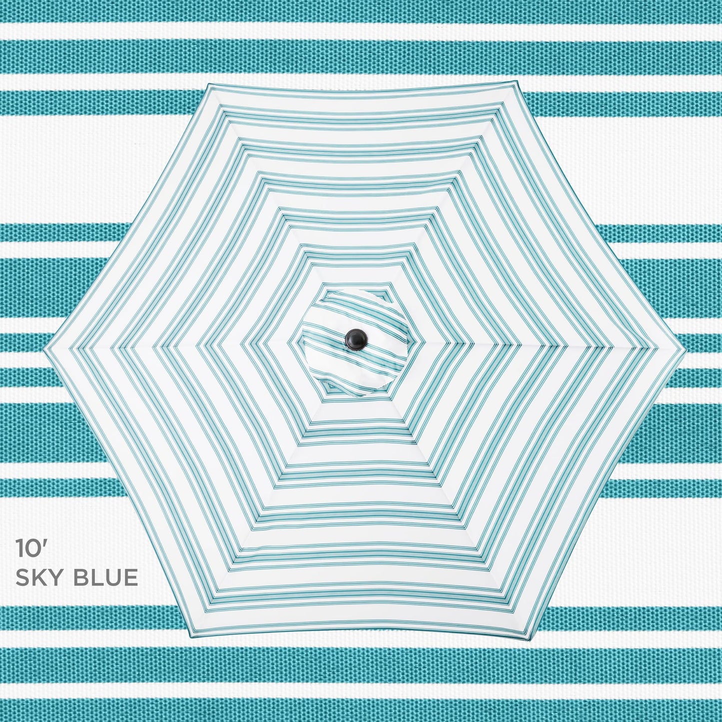 Best Choice Products 10ft Outdoor Steel Polyester Market Patio Umbrella w/Crank, Easy Push Button, Tilt, Table Compatible - Striped Sky Blue