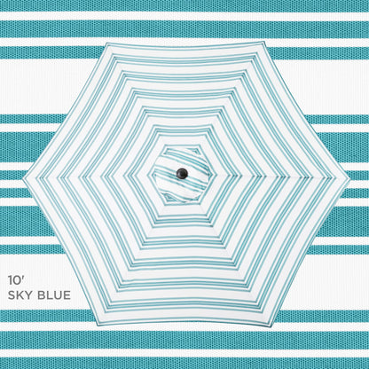 Best Choice Products 10ft Outdoor Steel Polyester Market Patio Umbrella w/Crank, Easy Push Button, Tilt, Table Compatible - Striped Sky Blue