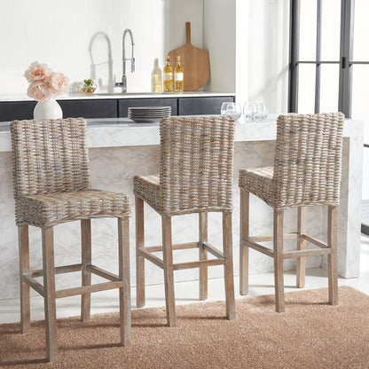 Safavieh Home Tobie Grey White Wash Rattan 30-inch Bar Stool