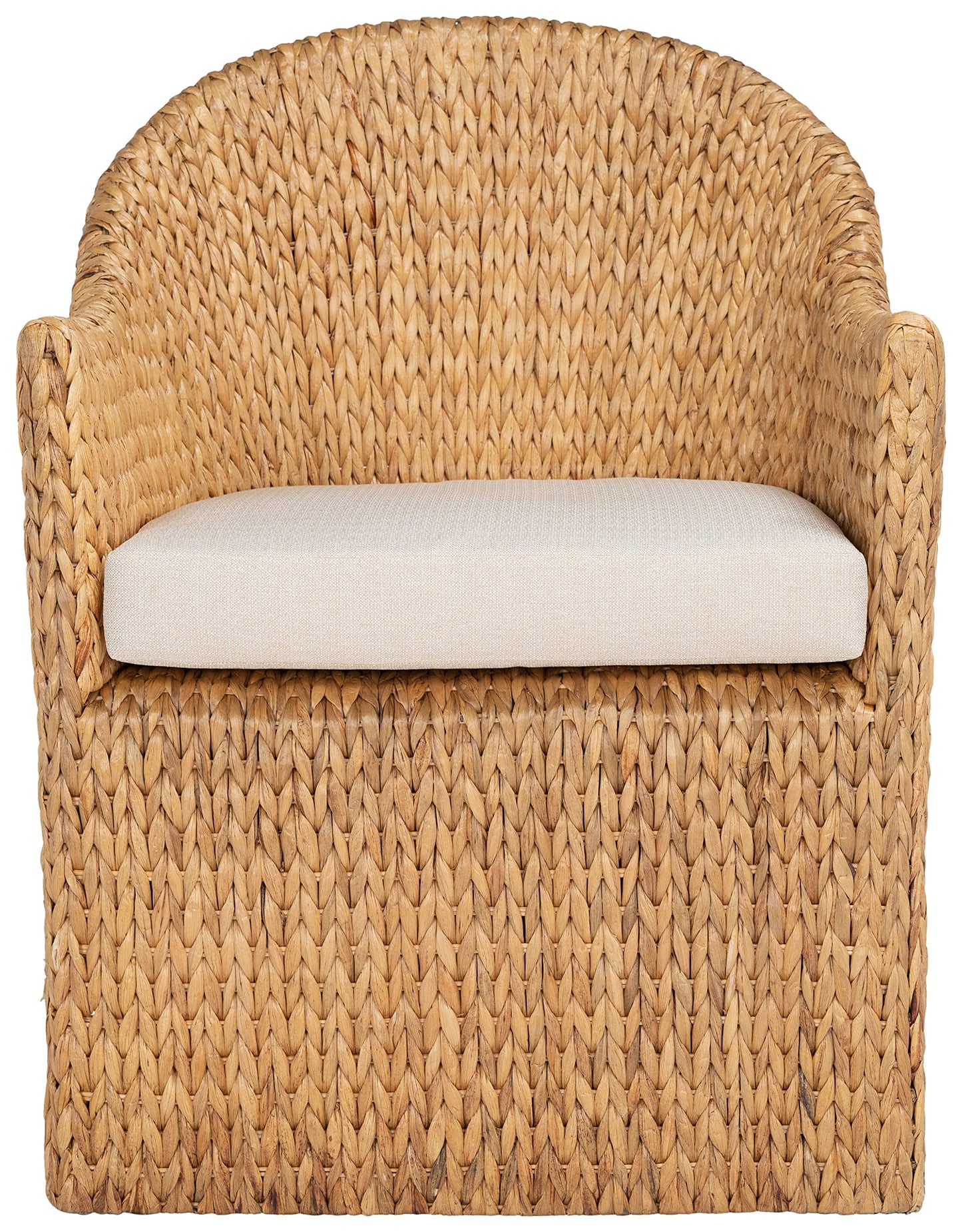 Safavieh Couture Home Collection Solomon Rattan, Natural/Beige Cushion Water Hyacinth Dining Chair (Fully Assembled) CWK2000A, Rattan
