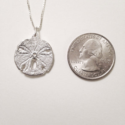 Sand Dollar Necklace or Earrings by Ali C Art, Made in USA Unique Handmade Sterling Silver Ocean Beach Shell Pendant Jewelry, Gift for Her Women Wife Mother Girlfriend Birthday Love Swimwear Beachwear