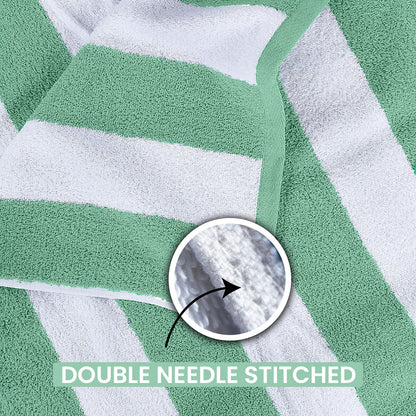 Green Cabana Stripe Extra Large Bulk Beach Towels 33x70 (24 Pack) - 100% Soft Ringspun Cotton Pool Towels Bulk - 2 Dozen Wholesale Beach Towels - Highly Absorbent Large Towels for Hotels, and Resorts